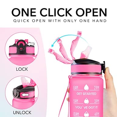 Hyeta 32 oz Water Bottles with Times to Drink and Straw, Motivational Water Bottle with Time Marker, Leakproof, Drinking Sports Water Bottle for Fitness, Gym and Outdoor - Image 5