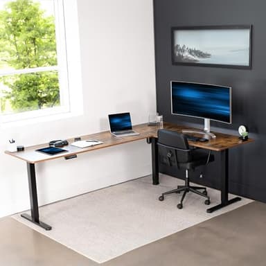 VIVO Electric Corner 84 x 63 inch L-Shaped Standing Desk, Memory Height Adjustment, Rustic Vintage Brown Top Black Frame, DESK-E3CTBN-84 - Image 7