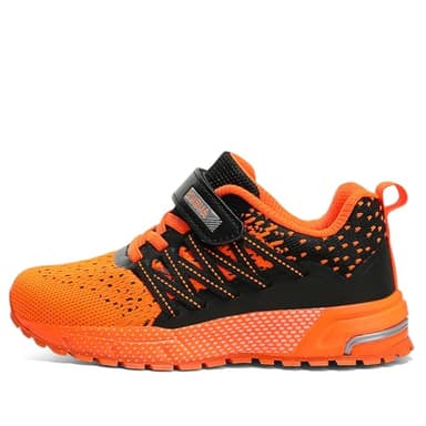 Kids Sneakers for Boys Girls Running Tennis Shoes Lightweight Breathable Sport Athletic Black Orange Size US 13 Little Kid - Image 7