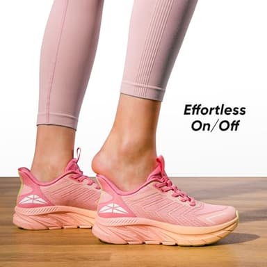 ALLSWIFIT Women's Slip On Walking Shoes Running Comfortable Tennis Breathable Non Slip Athletic Gym Workout Cross Training Fashion Sneakers,Size 9.5,Pink/Orange,SARR034W - Image 2