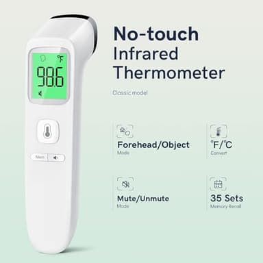 No-Touch Thermometer for Adults and Kids, Fast Accurate Digital Thermometer with Fever Alarm & Silent Mode, Easy-to-use, Forehead Thermometer for Babies, Kids & Elderly - Image 2