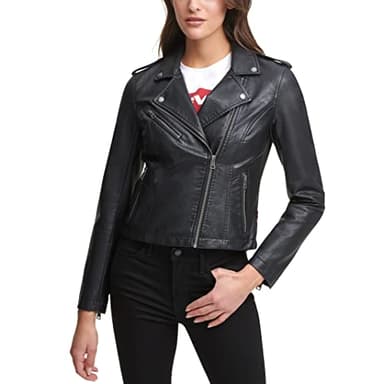 Levi's Women's Faux Leather Moto Jacket (Regular & Plus Size), Classic Black, Medium - Image 2