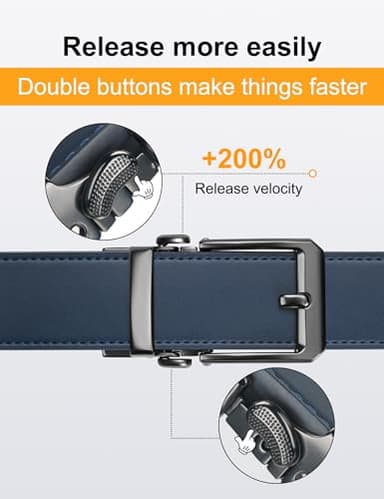 JUKMO 1.5" (38mm) Leather Ratchet Belt for Men in Gift Box (Blue, Medium) - Image 4
