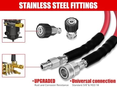 SITIMIMIL Pressure Washer Hose 50FT 1/4'' with Steel Wire Braided Pressure Washing Hose 4200 PSI Wear Resistant with Swivel 3/8" Stainless Steel Quick Connect for Power Washer and Hot/Cold Water - Image 7