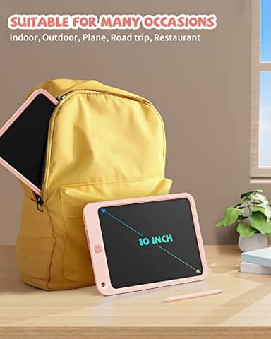 LCD Writing Tablet 10 Inch, Toys for 3 4 5 6 7 8 9 10 Year Old Boys Girls, Colorful Doodle Board Drawing Tablet, Gift for Boys Toddlers Age 3-12 Years, Memo Board, Drawing Pads with Lanyard (Pink) - Image 3