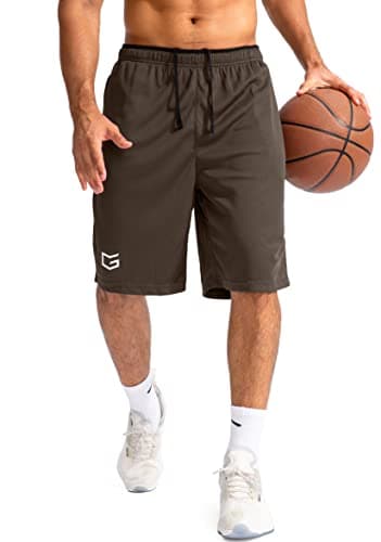 G Gradual Men's Basketball Shorts with Zipper Pockets Lightweight Quick Dry 11" Long Shorts for Men Athletic Gym(Brown,M) - Image 4