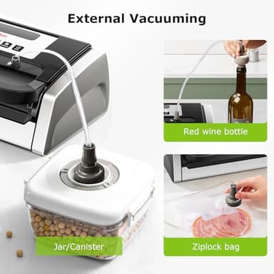 Bonsenkitchen Vacuum Sealer Machine, Globefish Technology for Perfect Vacuum Sealing, Powerful Low-Noise Food Vacuum Sealer with Easy Handle Design, Built-in Cutter and Bag Storage, 2 Bag Rolls - Image 5