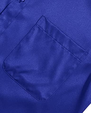 Alimens & Gentle Mens Short Sleeve Dress Shirts Wrinkle Free Solid Casual Button Down Shirts with Pocket, Royal Blue, Large - Image 4