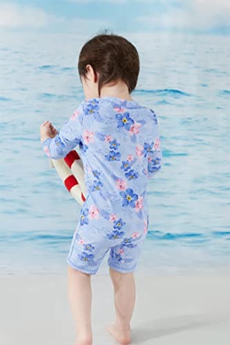 UMELOK Infant Swimwear Girls One Piece Full Zip with Long Sleeve UPF 50+ Sun Protection Swimsuit Purple-Geranium,3M - Image 4