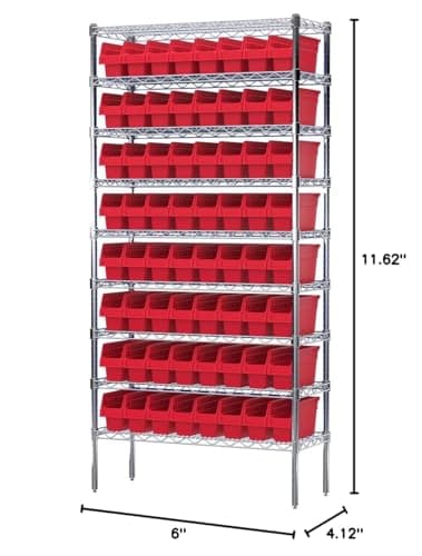 Akro-Mils 30040 ShelfMax Plastic Nesting Shelf Bin Box, 12-Inch Length x 4-Inch Width x 6-Inch Height, Case of 16, Red - Image 8
