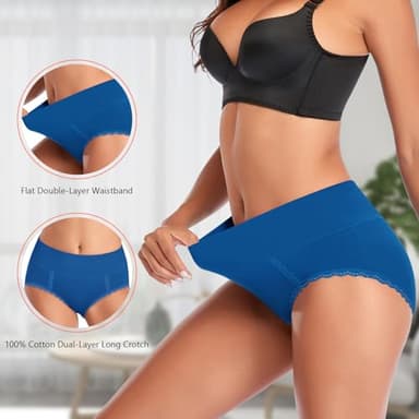MISSWHO High Waisted Underwear Womens Cotton C Section Postpartum Stretch Panties Tummy Control Briefs Ladies Size Medium 6 Pack - Image 4