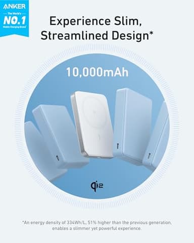 Anker MagGo Power Bank, Ultra-Slim 10,000mAh Magnetic Battery Pack, Qi2 Certified 15W Ultra-Fast MagSafe Compatible Portable Charger, Ergonomic Design, for iPhone17/16/15/14 Series Only（Not for Pixel） - Image 2