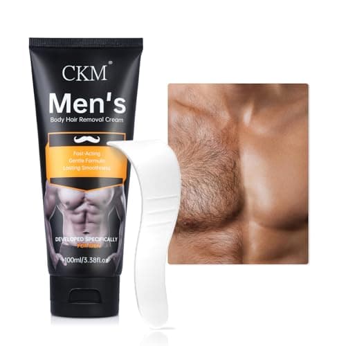 CKM Hair Removal Cream for Men, Depilatory Cream for Unwanted Male Hair, Painless Hair Removal Gel Suitable for All Skin Types, Made for Men, 3.38 FL OZ w/Spatula - Image 1