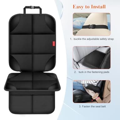 Car Seat Protector, Carseat Seat Protectors with Thick Padding and Upgraded Non-Slip Backing, Waterproof Seat Protector Under Baby Car Seat, 600D Fabric Car Seat Covers with Storage Pockets for Baby - Image 4
