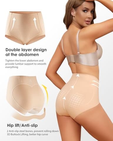 LEVAO Women Seamless Underwear High Waisted Tummy Control Panties No Show Shapewear Briefs Plus Size 4 Pack - Image 2