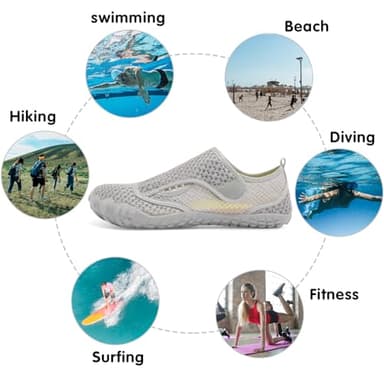 Womens and Mens Water Shoes Breathable Quick Dry Swim Pool Shoes Thicken Soles Barefoot Aqua Shoes for Beach Diving Hiking Water Sports 13.5 Women/11.5 Men - Image 6