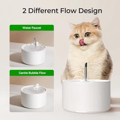 Voluas Ceramic Cat Water Fountain, 2.2L/74oz Cat Fountains for Drinking Indoor, Automatic Pet Water Dispenser with Ultra-Quiet Pump and Replacement Filter, Kitty Watering Supplies, Easy Clean BPA-Free - Image 6