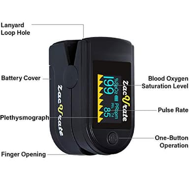 Zacurate 500C Elite Fingertip Pulse Oximeter Blood Oxygen Saturation Monitor with Silicon Cover, Batteries and Lanyard (Mystic Black) - Image 2
