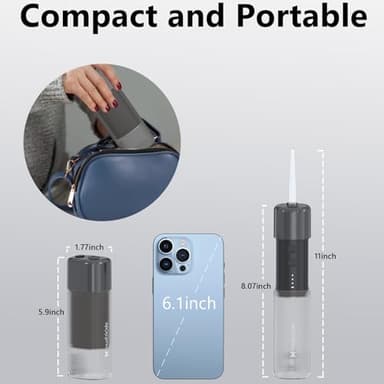 HUACO CARE Portable Mini Water Flosser, Oral Irrigator Water Teeth Cleaner Pick with Telescopic Water Tank,3 Modes & IPX7 Waterproof, Home & Travel - Image 4