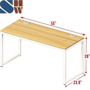 SHW 55-Inch Commercial-Grade Office Computer Desk, Oak - Image 3