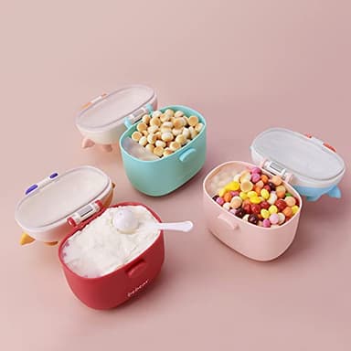 Bebamour Baby Formula Dispenser On The Go, Formula Container to Go, Formula Holder for Travel, Candy Fruit Snack Storage Container with Scoop and Leveller (Purple Cow) - Image 9