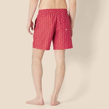 Amazon Essentials Men's 7" Swim Trunks with Mesh Lining, Pockets, Drawstring Closure, Lilac Red Crocodiles, X-Large - Image 3