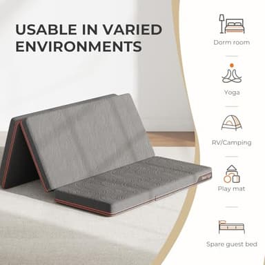 Sweetnight 4 Inch Folding Mattress with Carry Bag - Twin Size Trifold Mattress Grey with Breathable Cover & Non-Slip Bottom| Portable Floor Mattress for Camping,Travel,RV,Guest Room - Image 2