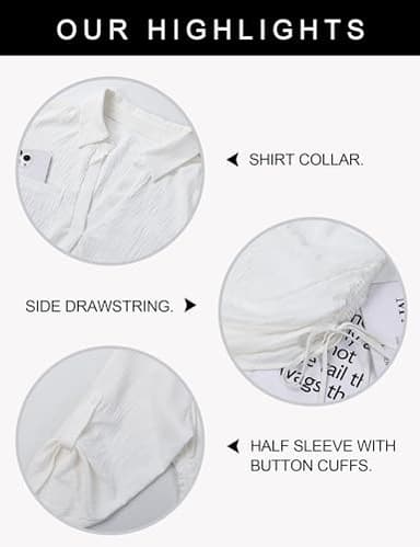 Blooming Jelly Womens Bathing Suit Cover Up Swimsuit Coverup Beach Dress Bikini Drawstring Swimwear Cover ups(X-Small, White) - Image 5