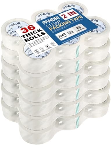 PANDRI Packing Tape, 36 Rolls Heavy Duty Clear Packaging Tape for Shipping Packaging Moving Sealing, 2 inches Wide, 65 Yards Per Roll, Total 2340 Yards - Image 1