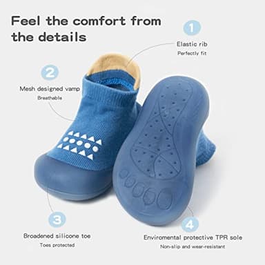 Bearbay Baby Sock Shoes Baby Walking Shoes Infant Non-Slip Breathable Slippers with Soft Rubber Sole Baby Boys Girls Sneakers Green - Image 2