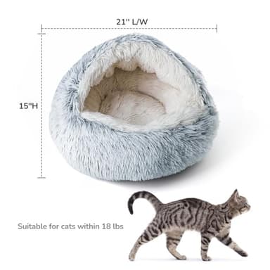 CATISM Cozy Cat Pod - Plush Hooded Cat Bed Cave, Self Warming, Removable Washable with Non-Slip Bottom - Image 7