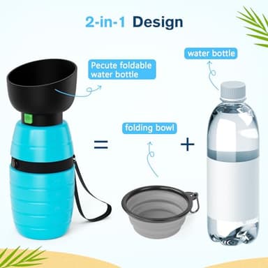 Pecute Portable 22 oz Dog Water Bottle, 2 in 1 Dog Water Bottle Bowl Leakproof with Double Seal, BPA Free, Lightweight, Pet Water Bottel Dispenser for Outdoor Walking Triping Hiking Camping Travels - Image 2