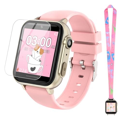 cjc Smart Watch for Kids Gift for Girls Ages 4-12 - Includes Screen Protector, 30+ Games, 140 Learning Cards, HD Touch Screen, Camera, Music, Pedometer - Fun & Educational Birthday Gift Idea (Pink) - Image 1
