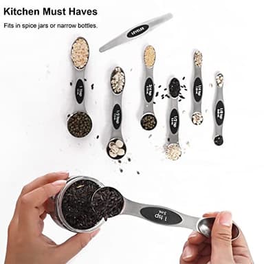 Magnetic Measuring Spoons Set Stainless Steel with Leveler, Stackable Metal Tablespoon Measure Spoon for Baking, Cups and Spoon Set Kitchen Gadgets Apartment Essentials Fits in Spice Jars - Image 6