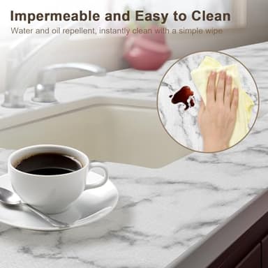 OcePor Non-Adhesive Drawer and Shelf Liner 12IN x 20FT，Non Slip Cabinet and Cupboard Liner, Kitchen Cabinet Liners for Shelves, Waterproof Drawer Shelf Liners for Cabinets/Bathroom Cupboard, Marble - Image 3