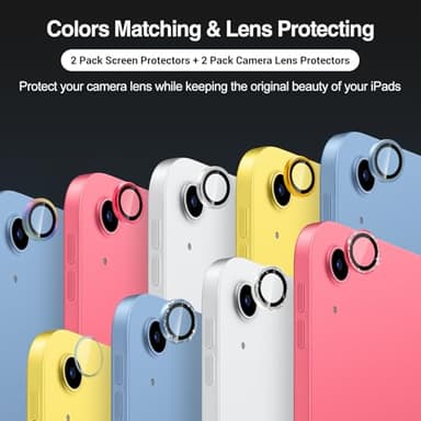 ProCase Screen Protector for iPad A16 2025 11th/10th 2022 Generation (11-inch/10.9), 2 Tempered Glass Films with 2 Camera Lens Protectors -Blue - Image 2