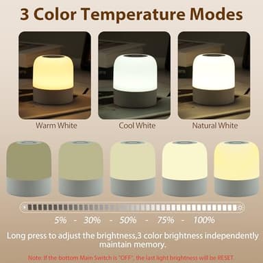 FNMYCO Portable Baby Night Light,3 Colours Egg Light for Nursery,Rechargeable Night Light for Kids,Small Cordless Table&Bedside Lamp,Eye Caring Dimmable LED Touch Lamp for Toddler,Girl,Boy,Nursing - Image 2