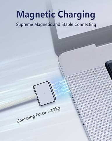DERLULU USB-C to Magnetic 3 Fast Charge Cable (2 m/6.6 ft), USB C Cable Compatible with MacBook Air (15/13-inch M3 2024, 15-inch M2 2023, 13-inch M2 2022), MacBook Pro (16/14-inch 2023/2021), Silver - Image 2