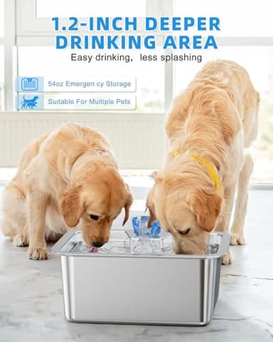 Lesotc Dog Water Fountain for Large Dogs, 11L/3Galon Stainless Steel Large Pet Water Fountain with 4 Filters, Automatic Dog Water Bowl Dispenser, Ultra-Quiet Pump, Ideal for Multi-Pet Home - Image 7