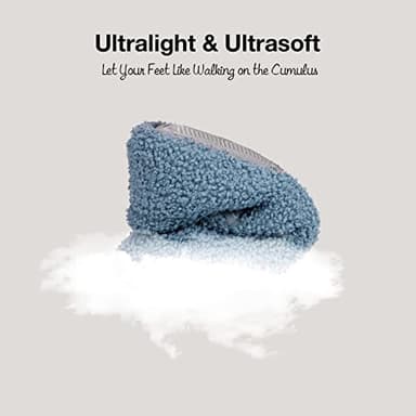 HomeTop Women's Fuzzy Curly Fur Memory Foam Loafer Slippers Bedroom House Shoes with Polar Fleece Lining (9-10, Cerulean) - Image 5