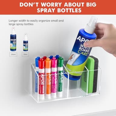 Banafich Magnetic Dry Erase Marker Holder, Acrylic Magnet Pen Holder for Whiteboard, Refrigerator, Magnetic Fridge Organizer for Office, Classroom, Whiteboard Maker Holder, Locker Organizer - Image 3