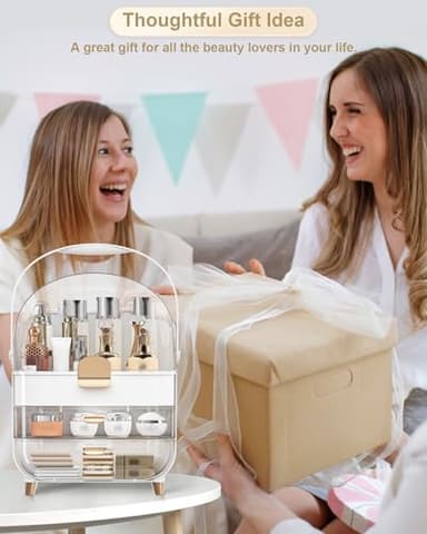 Makeup Organizer, Skincare Holder Bathroom Counter Organizer, Storage Box Cosmetic Display Cases, Teen Girl Gifts Trendy Stuff Make up Organizers for Vanity, Dresser, Countertop (Rose Gold) - Image 5