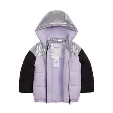 Carter's Baby Girls' 2-Piece Snowsuit Puffer Jacket and Skibib Snow Pants, Silver Lilac Black, 12 Months - Image 2
