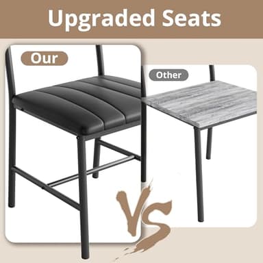 IRONCK Dining Table Set for 4, Kitchen Table with Upholstered Bench and 2 Chairs, Kitchen Table and Chairs Set for Small Space, Apartment, Gray - Image 5