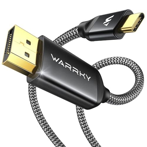 Warrky USB C to DisplayPort Cable 8K 60Hz [Gold-Plated Plug, Metal Case] 4K 240Hz, 2K 360Hz Type-C to Display Port 1.4 Cord, Thunderbolt 5/4/3 Compatible with MacBook Pro/Air, iPhone 17, iPad, Galaxy - Image 1