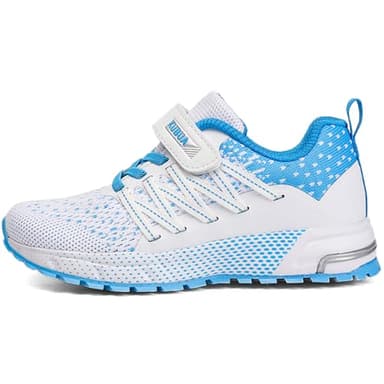 KUBUA Kids Sneakers for Boys Girls Running Tennis Shoes Lightweight Breathable Sport Athletic White Blue - Image 7