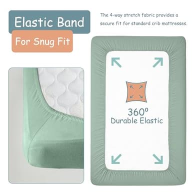 Little Peaches Baby Crib Sheets Neutral - Super Soft Toddler Bed Sheets for Standard Crib Mattress, Crib Sheets for Boys & Girls, Stretchy Knit Fitted Crib Sheet, 2 Pack - Polka Dot-Blue & Cool Blue - Image 4