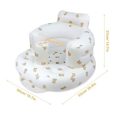 EKEPE Inflatable Baby Seat for Babies 3 Months & Up, Baby Floor Seats for Sitting Up, Baby Seats for Infants, Blow Up Baby Chair with Built in Air Pump - Bear - Image 4