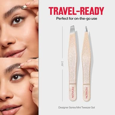 Revlon Designer Series Mini Tweezer Set, Hair Removal Tool Kit with Slant & Point Tips, Portable and Easy to Use, Made with Long Lasting Stainless Steel, 1 Count - Image 7