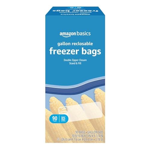Amazon Basics Reclosable Freezer Gallon Bags, BPA Free, 90 Count (Previously Solimo) - Image 1